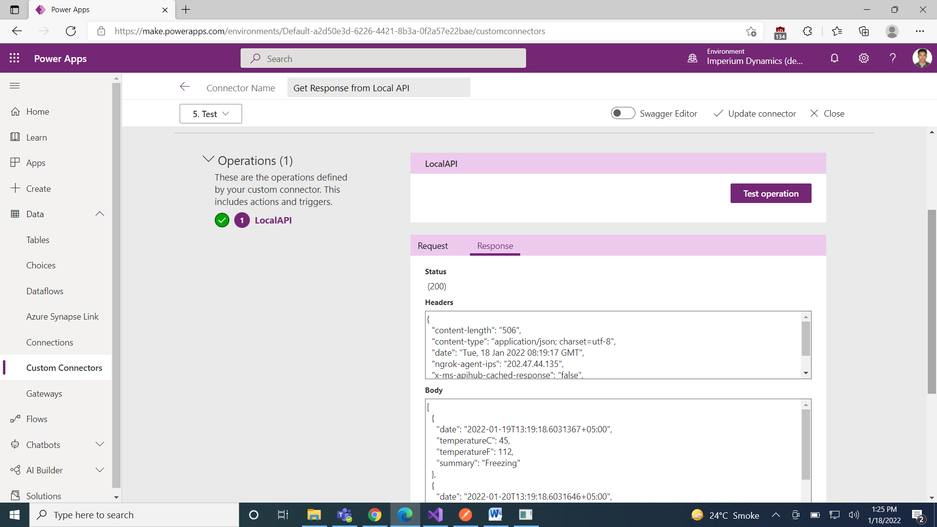 How to use Locally hosted Api’s in Custom Connectors